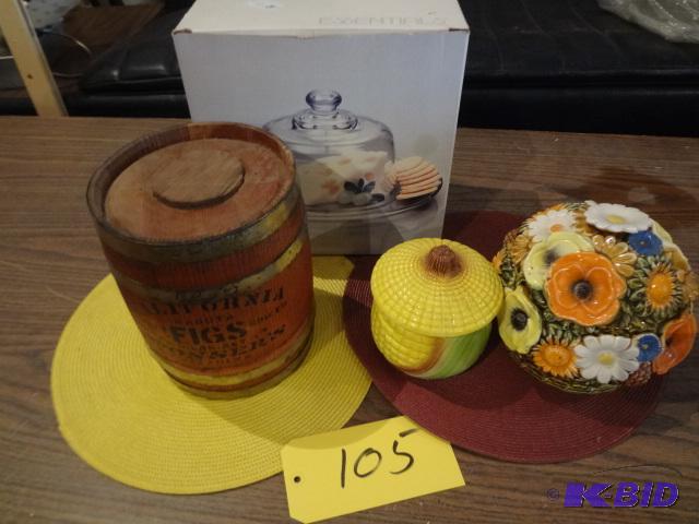 lot 105 image: Keg, Cookie Jars, Cheese Dish...