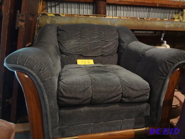 lot 125 image: Blue Chair and Ottoman, shows no wear...
