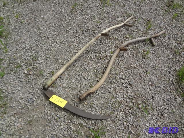 lot 135 image: Scythe and an extra handle, on loan from reap...