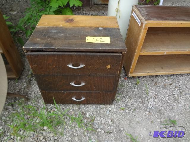 lot 162 image: Wood chest, Wheeled case...
