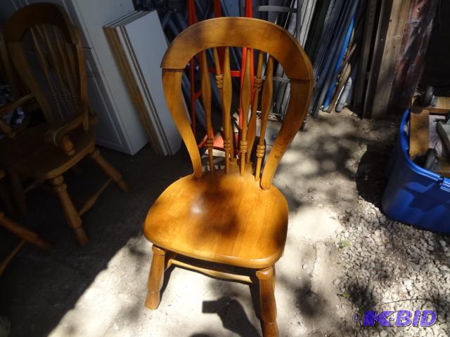 lot 2 image: Chairs, stout rustic design, two with arms, f...