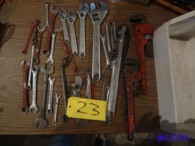 lot 23 image: Lot of Wrenches wwooden Carrier...