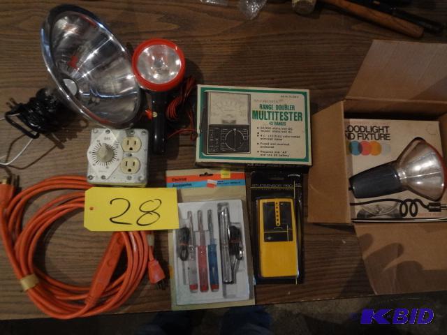 lot 28 image: Lot of Electrical Meters, Testers, Lights...