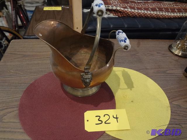 lot 324 image: Copper Kettle wPorcelain Handles...