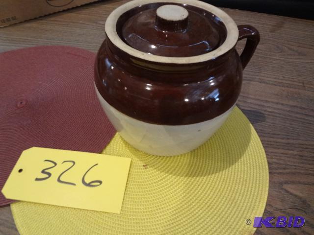 lot 326 image: 3qt covered Bean Pot...