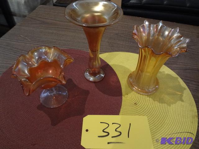 lot 331 image: Three Unusual Pieces of Carnival Glass...