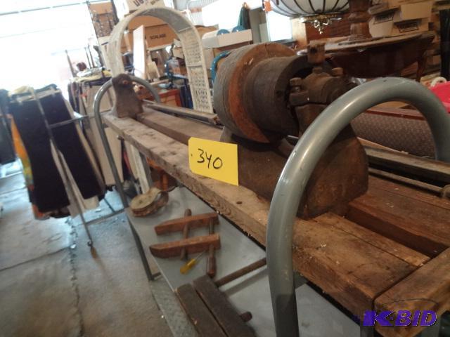 lot 340 image: Antique Wood Lathe wpieces pictured...