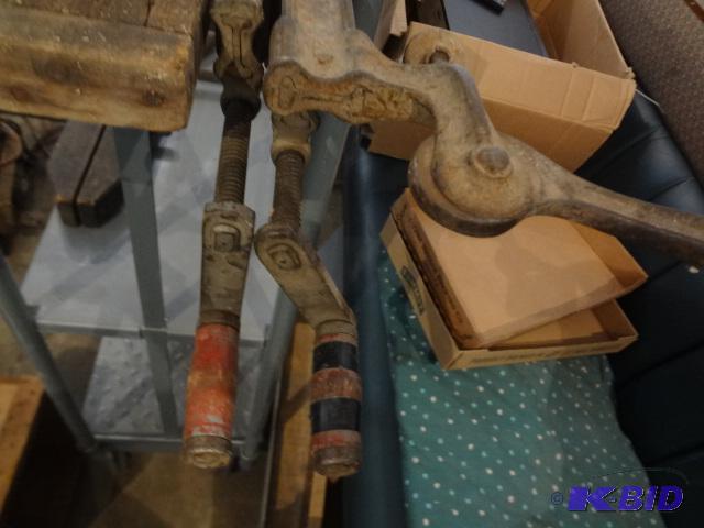 lot 342 image: (3) Old Long Metal Clamps...