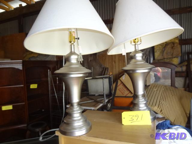 lot 391 image: (2) Silver Lamps...