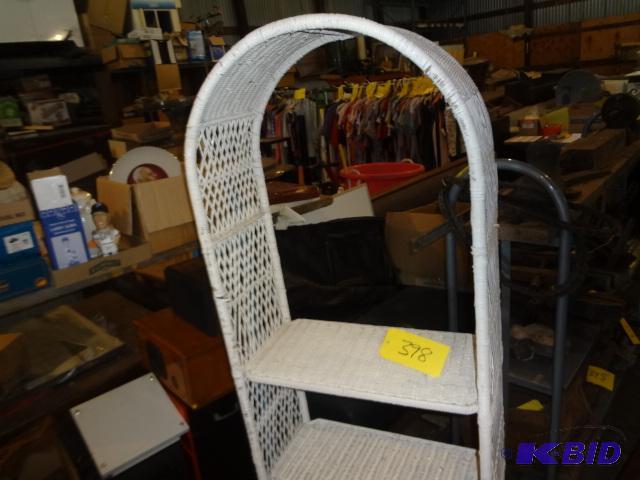 lot 398 image: White Wicker Shelf...