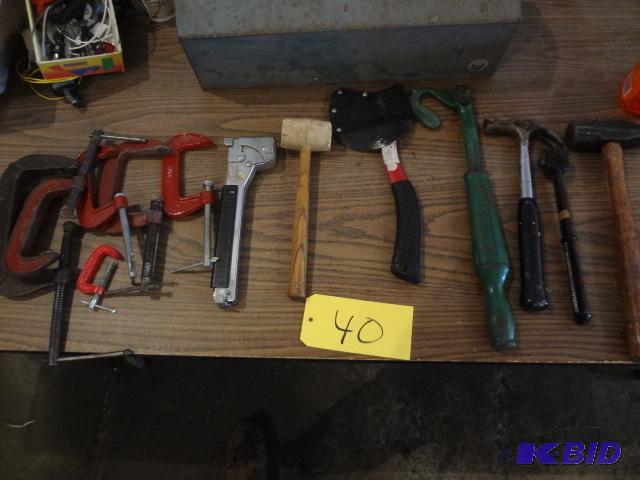 lot 40 image: Hammers and Clamps in Metal Box...