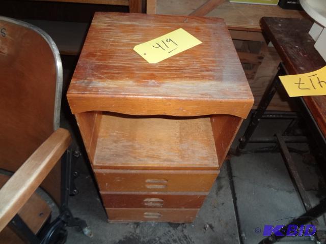 lot 419 image: Three Drawer Stand, old...
