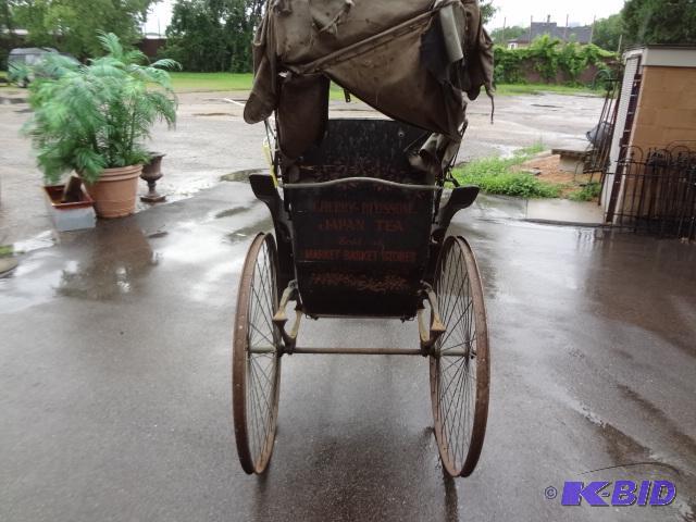 lot 428 image: Incredible Antique Rickshaw, side curtains un...