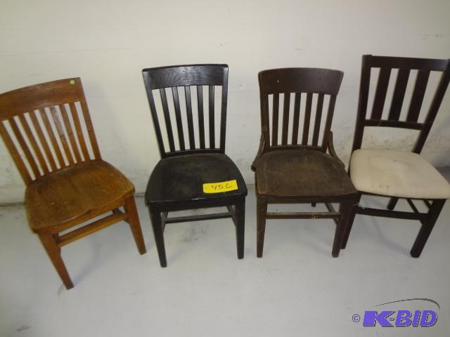 lot 456 image: (4) Mixed Slat Backed Chairs...