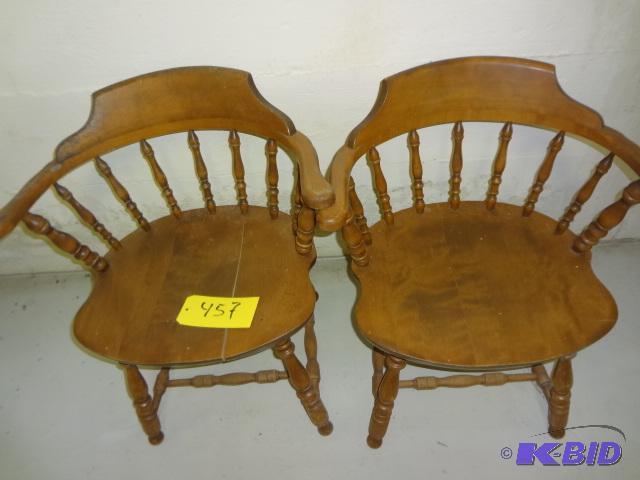 lot 457 image: (2) Oak Chairs...