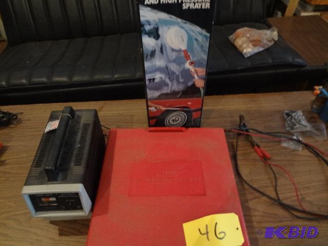 lot 46 image: Auto Battery Charger, Emergency Kit, Swirl Br...