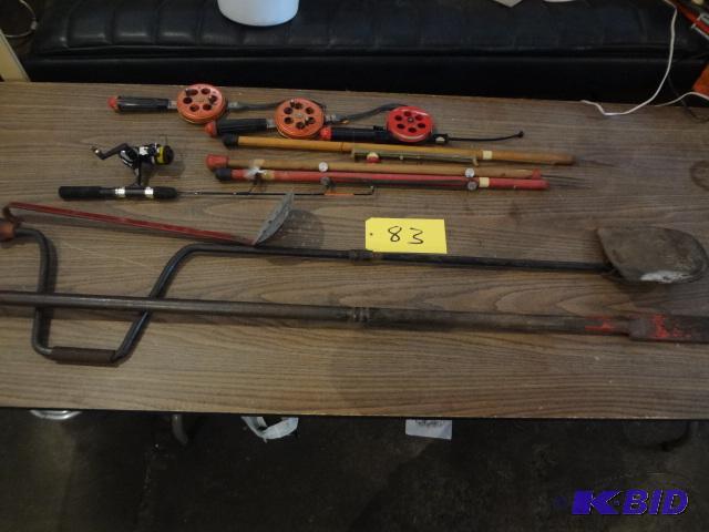 lot 83 image: Ice Fishing Poles,Chisel, Auger...
