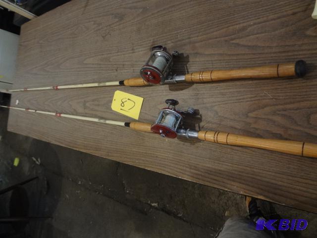 lot 87 image: (2) Heavy Duty Downrigger() Rods and Reels...