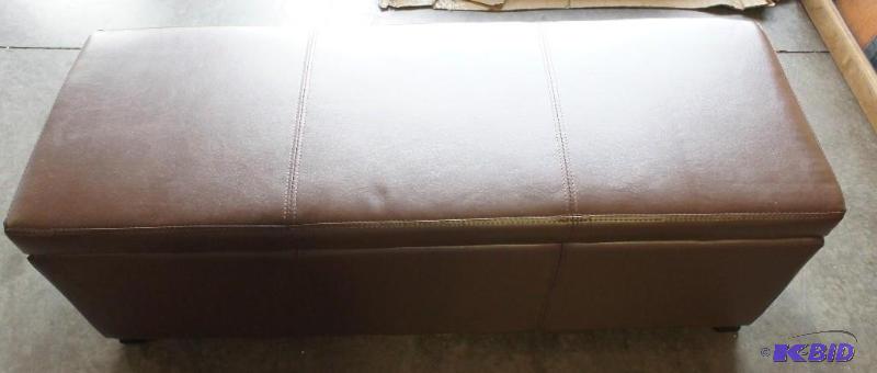 New DuraBlend Brown Leather Storage Ottoman ...