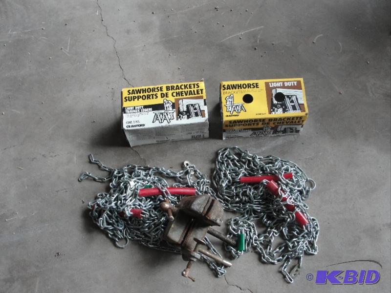 Tire chains, vise stand, sawhorse brackets...
