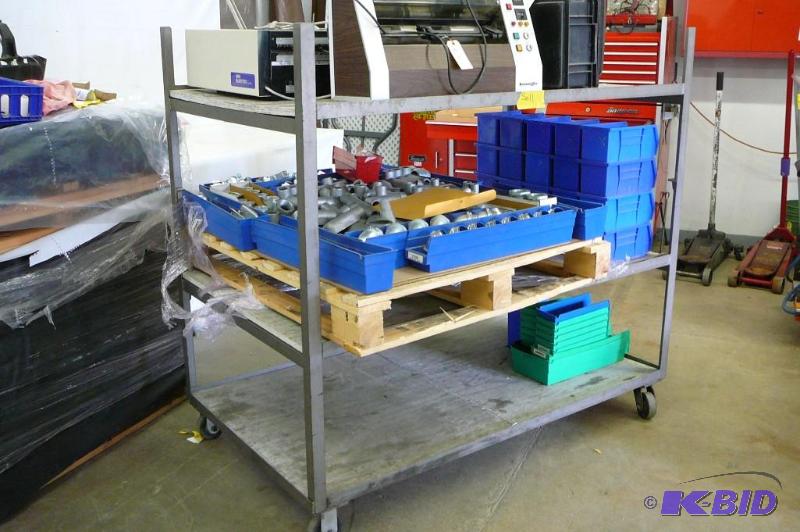Steel Rack on Casters with 3 wood shelves 36 ...