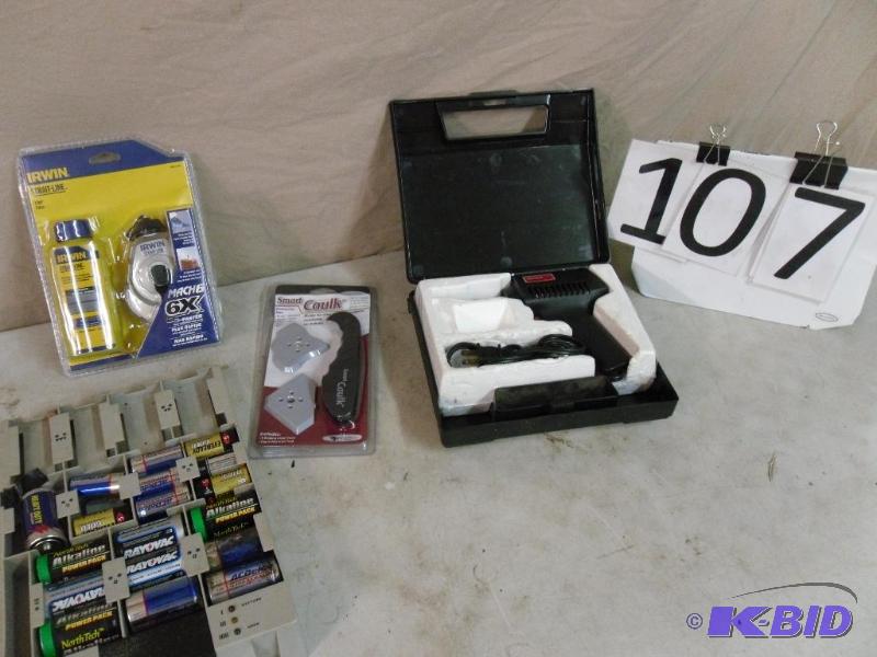 lot 107 image: Weller Soldering Gun, New Irwin Chalkline Kit...