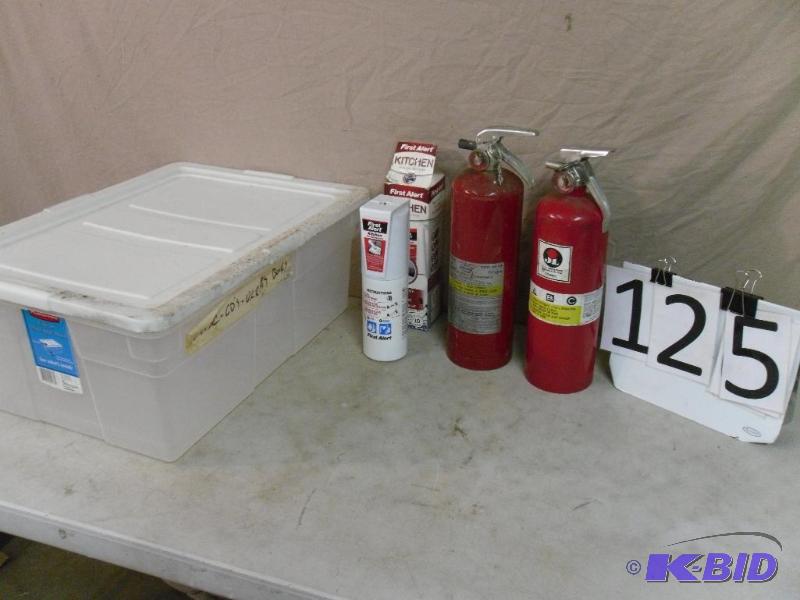 lot 125 image: 2 Fire Extinguishers (1 charged, 1 empty) and...