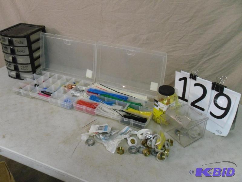 lot 129 image: Organizers with an Assortment of Zip Ties, El...