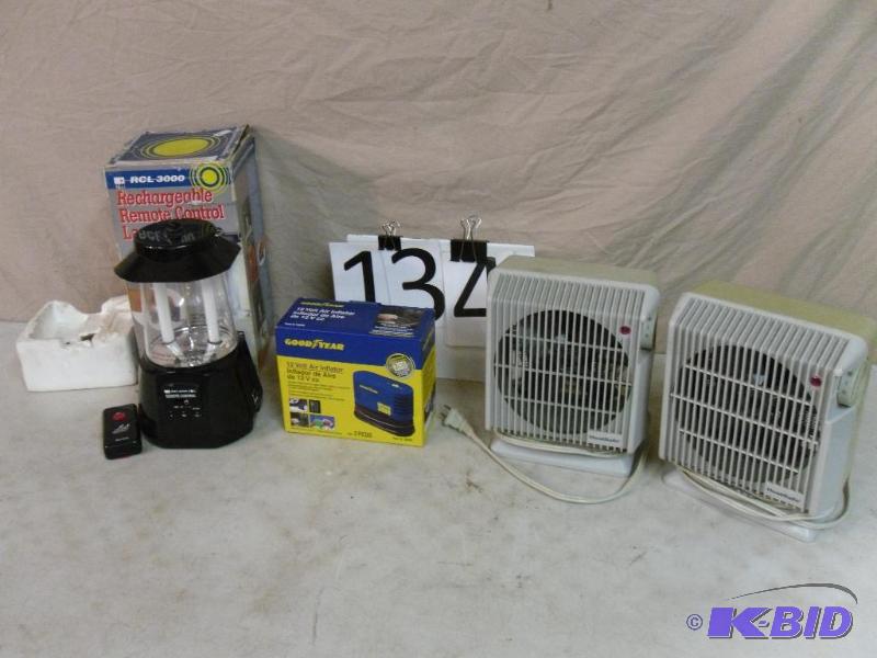 lot 134 image: 2 Space Heaters (tested and work), Rechargeab...