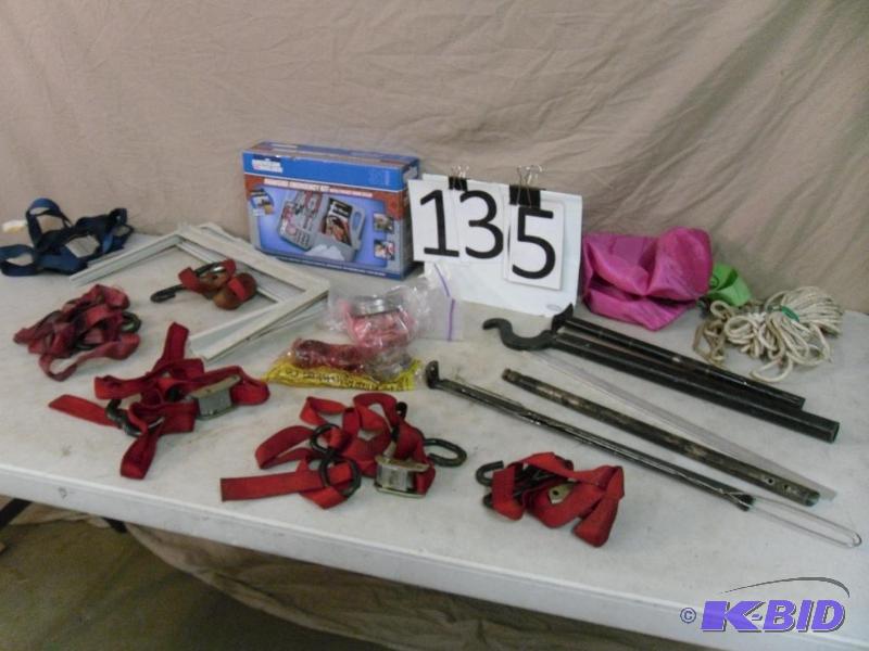 lot 135 image: Roadside Emergency Tool Kit, 6 Load Straps, T...