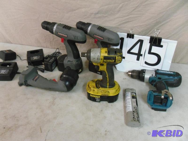 lot 145 image: Lot of Cordless Tools. Dewalt 18 Volt 12&quo...