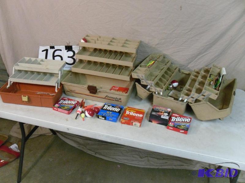 lot 163 image: 3 Tackle Boxes with Assorted Contents. Bobber...