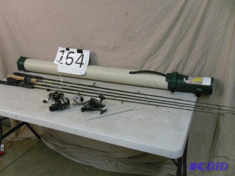 lot 164 image: Lot of 4 Assorted Fishing Rods with Reels and...