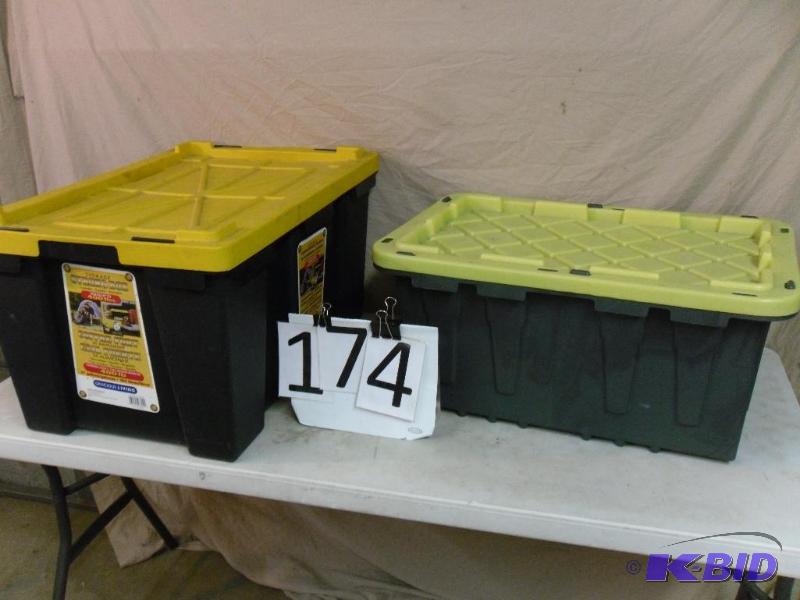 lot 174 image: 2 Heavy Duty Totes. One&nbspis 27 Gallons an...