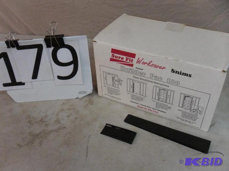 lot 179 image: Box of New Sure Fit Worksaver Shims. 100 pc B...