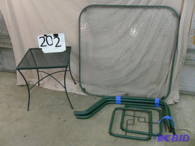 lot 202 image: Lot of 2 Outdoor Tables. No fasteners to asse...