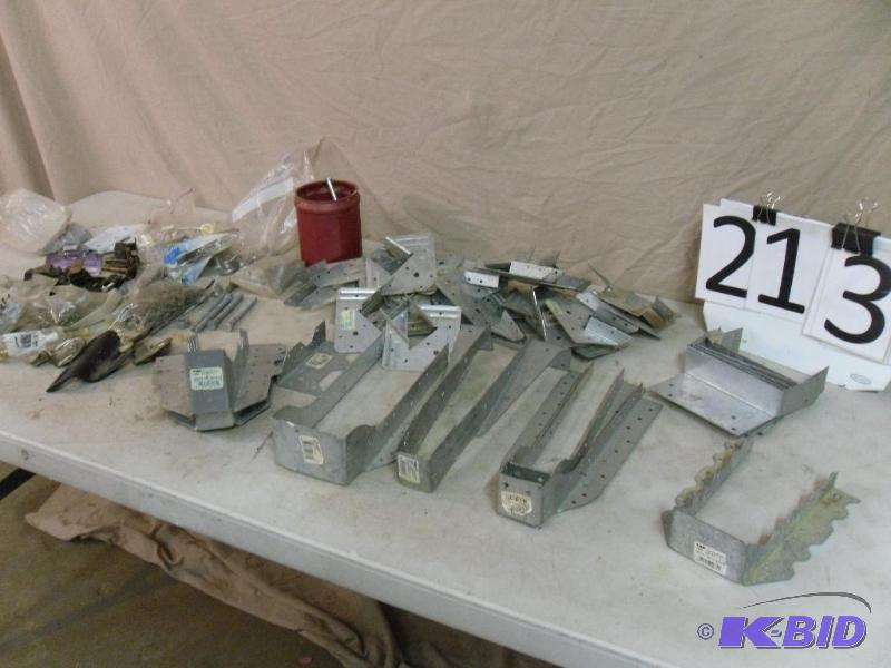 lot 213 image: Lot of joist hangers, hurricane clips, window...