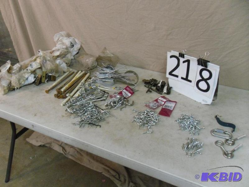 lot 218 image: Hooks, Eye Bolts, Peg Board Hooks, Chain Link...