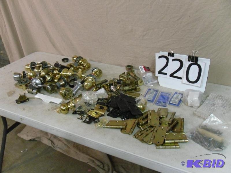 lot 220 image: Door Hinges, Cabinet Hardware, Door Knobs, La...