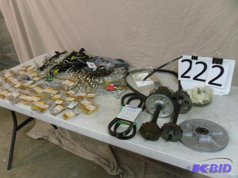 lot 222 image: Lot of Assorted Snowblower Parts, Chain, Stak...