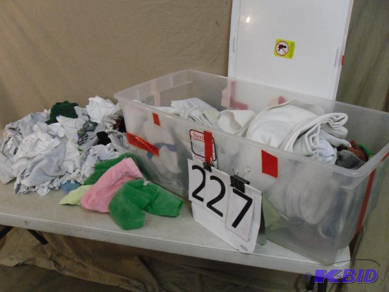 lot 227 image: Lot of Assorted Shop Rags in Tote with Lid....
