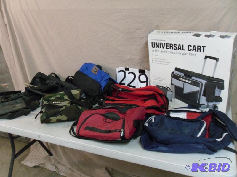 lot 229 image: Universal Cart and Assorted Backpacks and Bag...