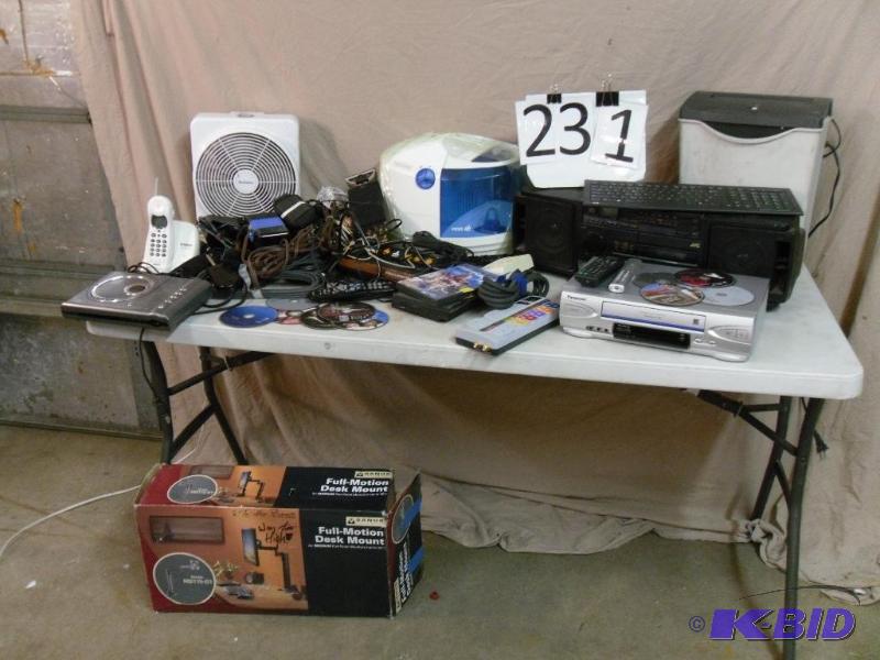 lot 231 image: Lot of Assorted Electronics. CD Player, Fan, ...
