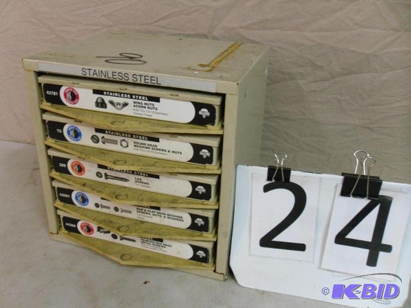 lot 24 image: Hillman 5 drawer hardware organizer filled wi...