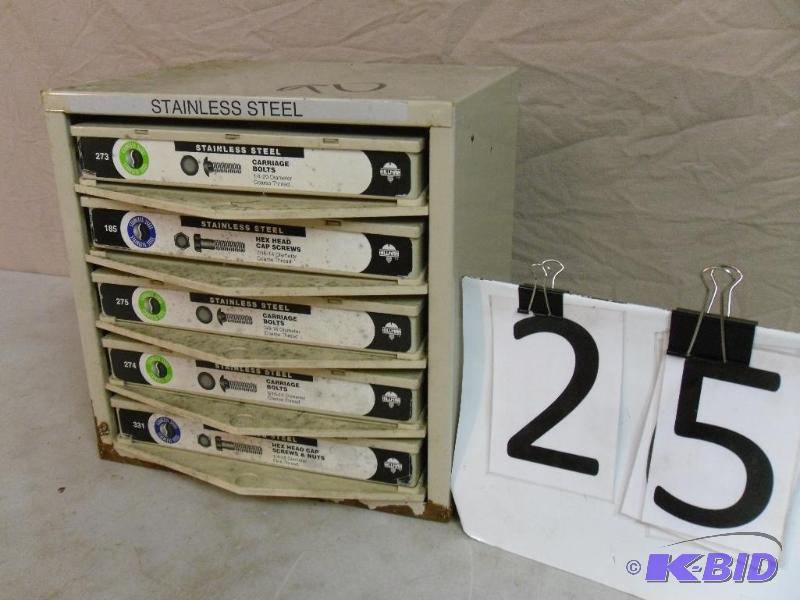 lot 25 image: Hillman 5 drawer hardware organizer filled wi...