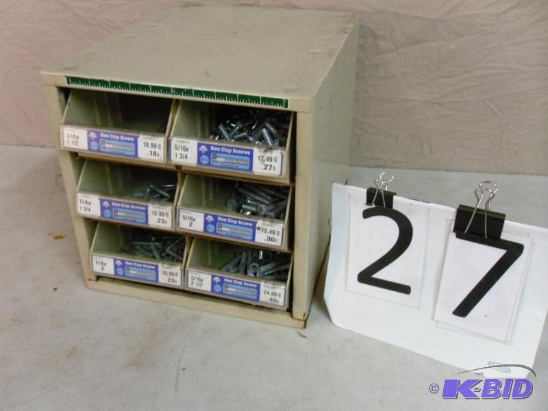 lot 27 image: Hillman 6 drawer hardware organizer full of n...
