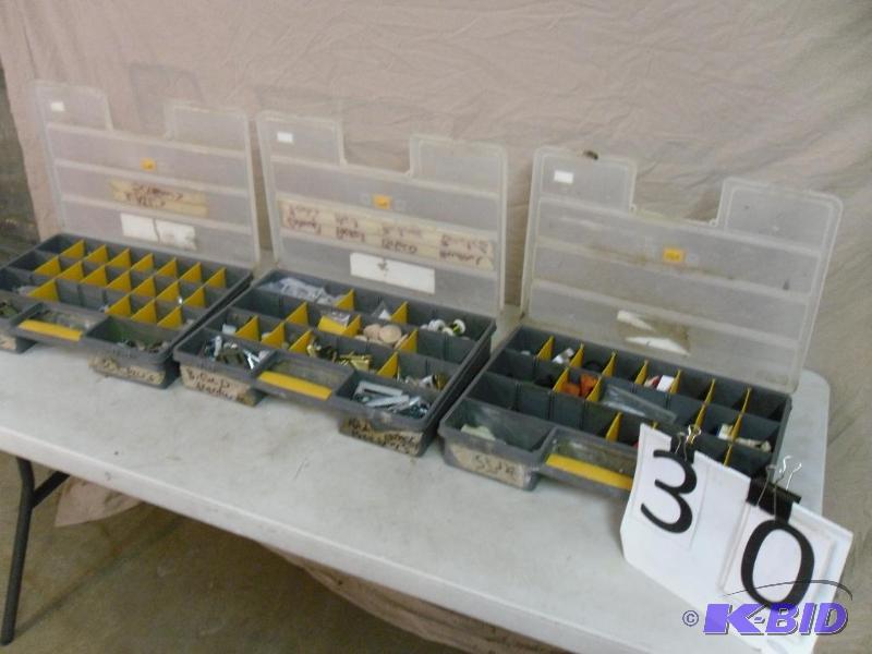 lot 30 image: 3 portable organizers full of hardware. Air h...