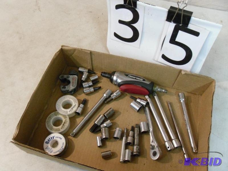 lot 35 image: Lot of Assorted Tools. Sockets, Allen Sockets...