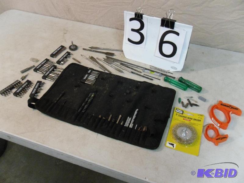 lot 36 image: Screwdriver Bits, Drill Bits, Wire Brush, and...