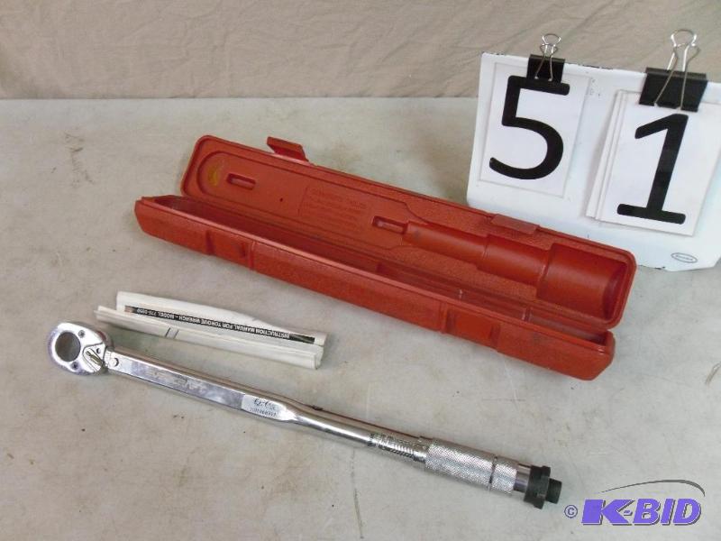 lot 51 image: 12" Torque Wrench with Case. Made by Ev...
